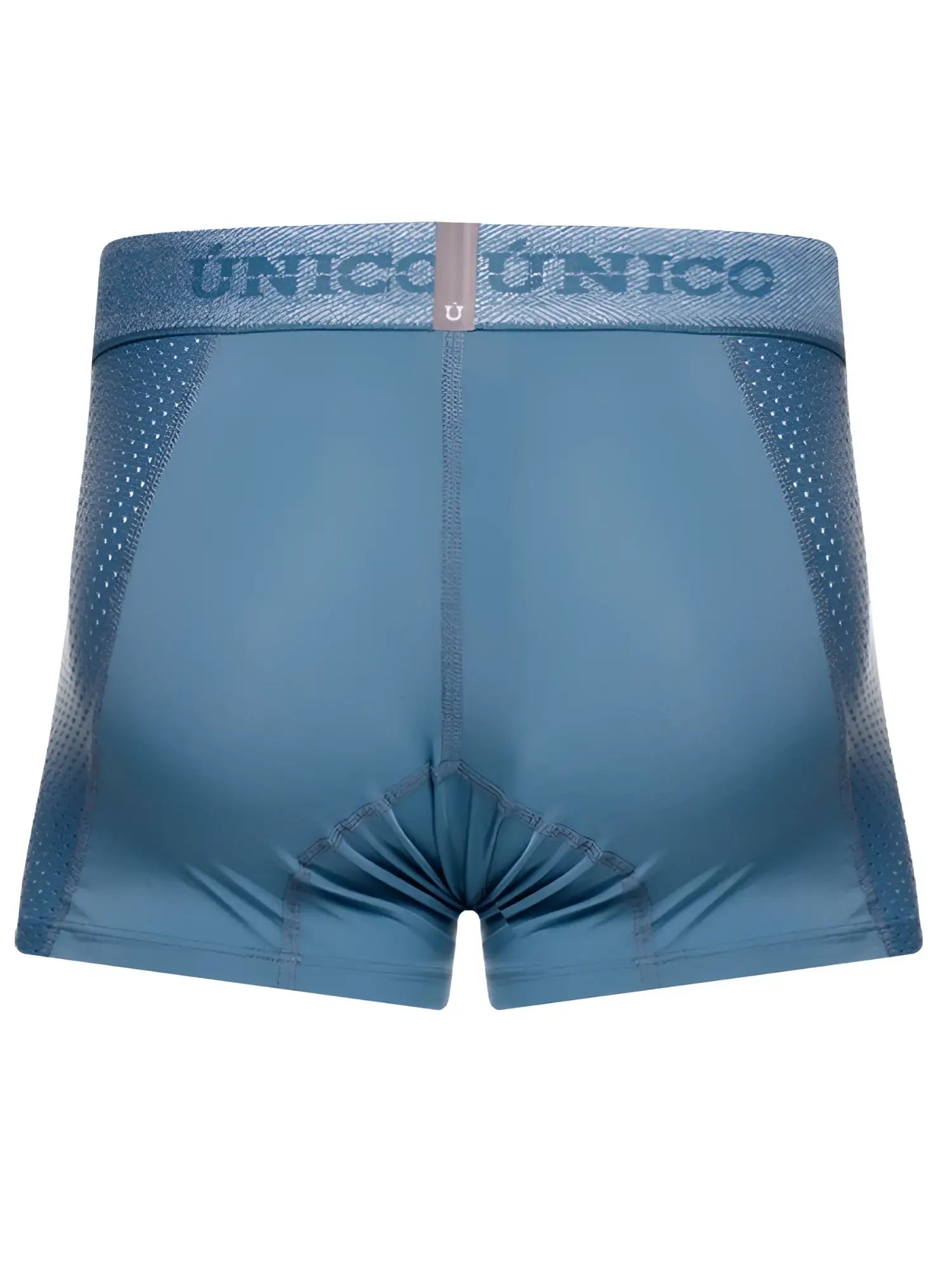 Blue unico classic trunks featuring a breathable mesh panel and branded waistband for premium athletic comfort