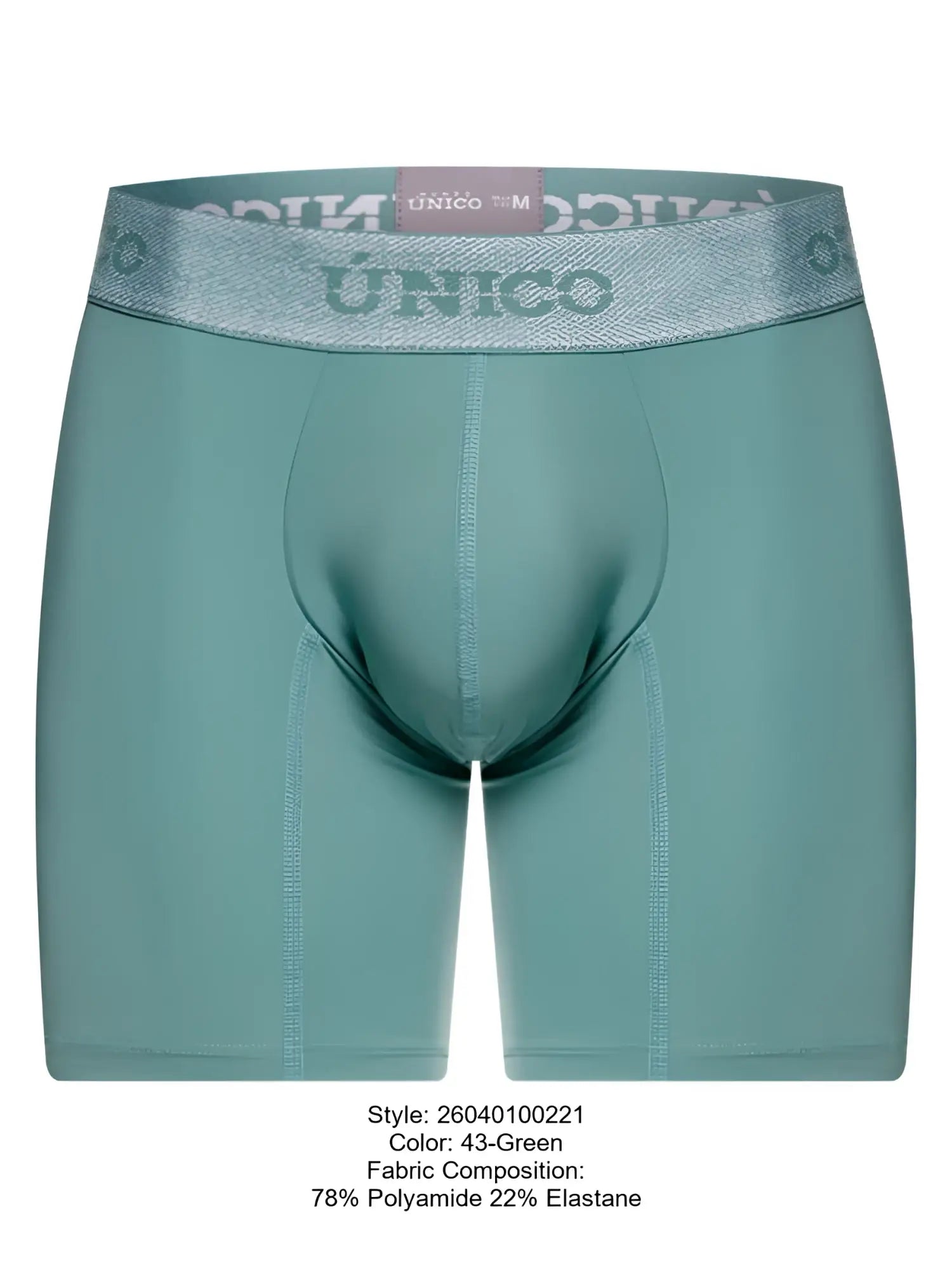 Teal unico 26040100221 ceramic boxer briefs with textured elastic waistband and seamless construction