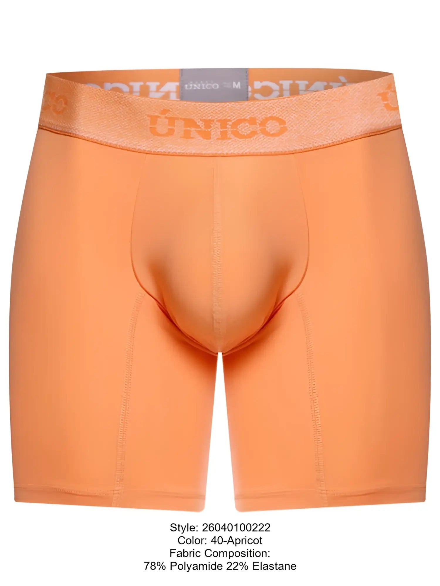 Orange unico men’s classic boxer briefs in apricot made of 78 polyamide 22 elastane for essential comfort