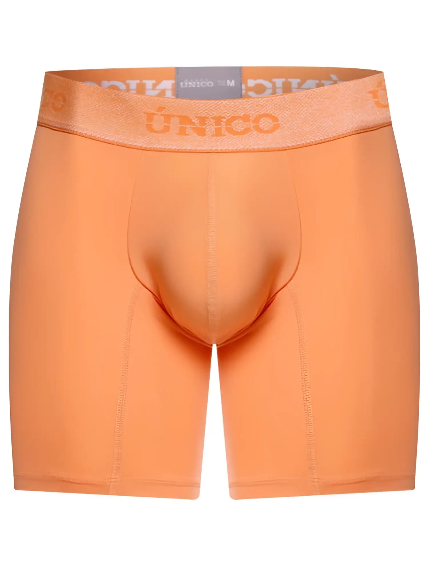 Orange unico men’s boxer briefs in apricot with matching elastic waistband and brand logo for essential comfort