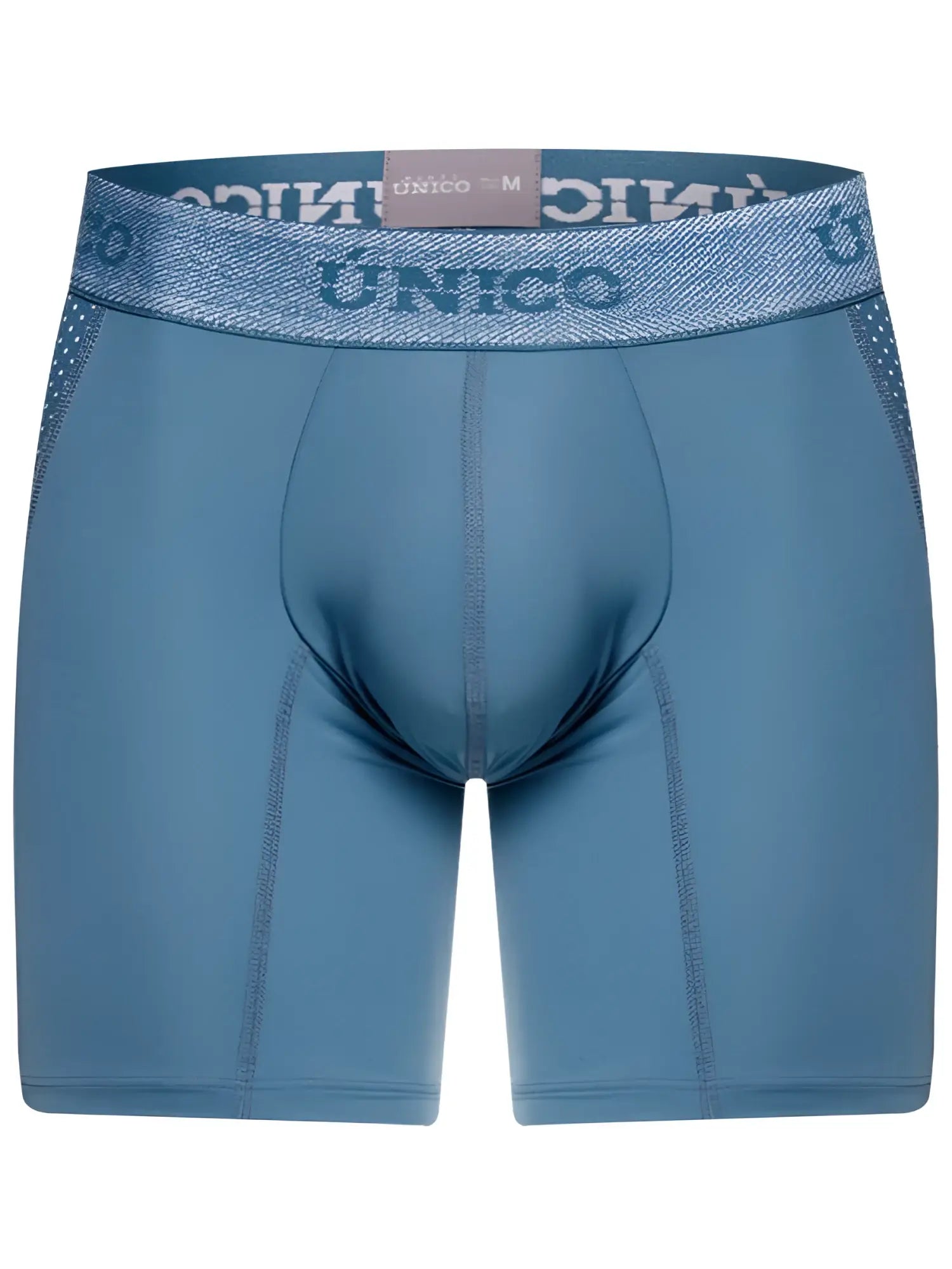 Blue unico 26040100227 classic boxer briefs with textured waistband and subtle perforated side panels for premium comfort