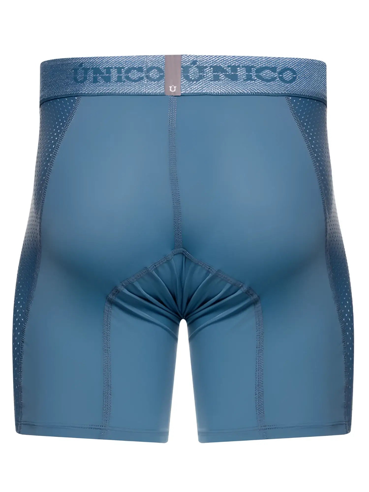 Blue unico classic boxer briefs with textured waistband and mesh panels in color 46 blue for premium comfort and fit
