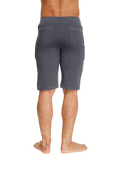 Dark gray urban tactical at home dress shorts with soft texture, relaxed fit, and two rear pockets shown from the back