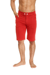 Urban tactical at home dress shorts in cinnabar red with buttoned waistband and side pockets for casual wear