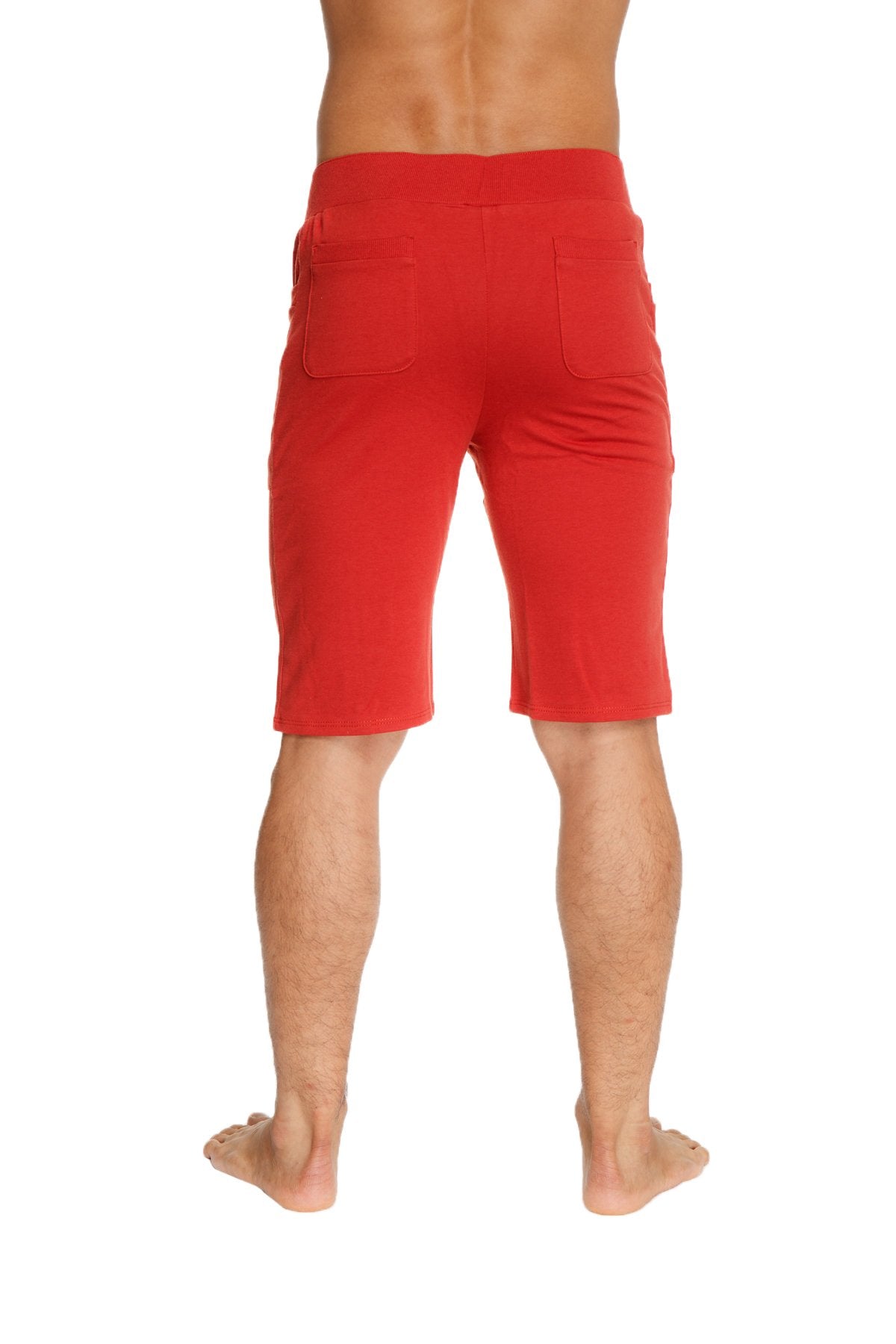 Urban tactical at home dress shorts cinnabar red with elastic waistband and two front pockets for comfort and utility