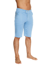 Urban tactical at home dress shorts in ice blue feature a buttoned waistband and multiple pockets for utility