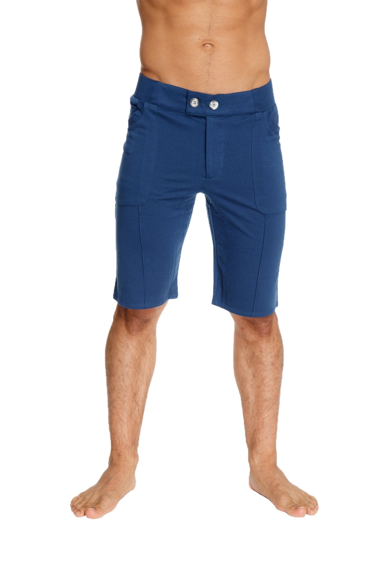 Urban tactical at home dress shorts royal blue tailored fit with silver buttons and subtle side pockets