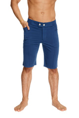Urban tactical at home dress shorts in royal blue with two silver waistband buttons and side pockets