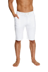 White urban tactical at home dress shorts with clean tailored design and button closure for men