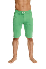Urban tactical at home dress shorts in bamboo green featuring sleek fit and two-button closure at the waist