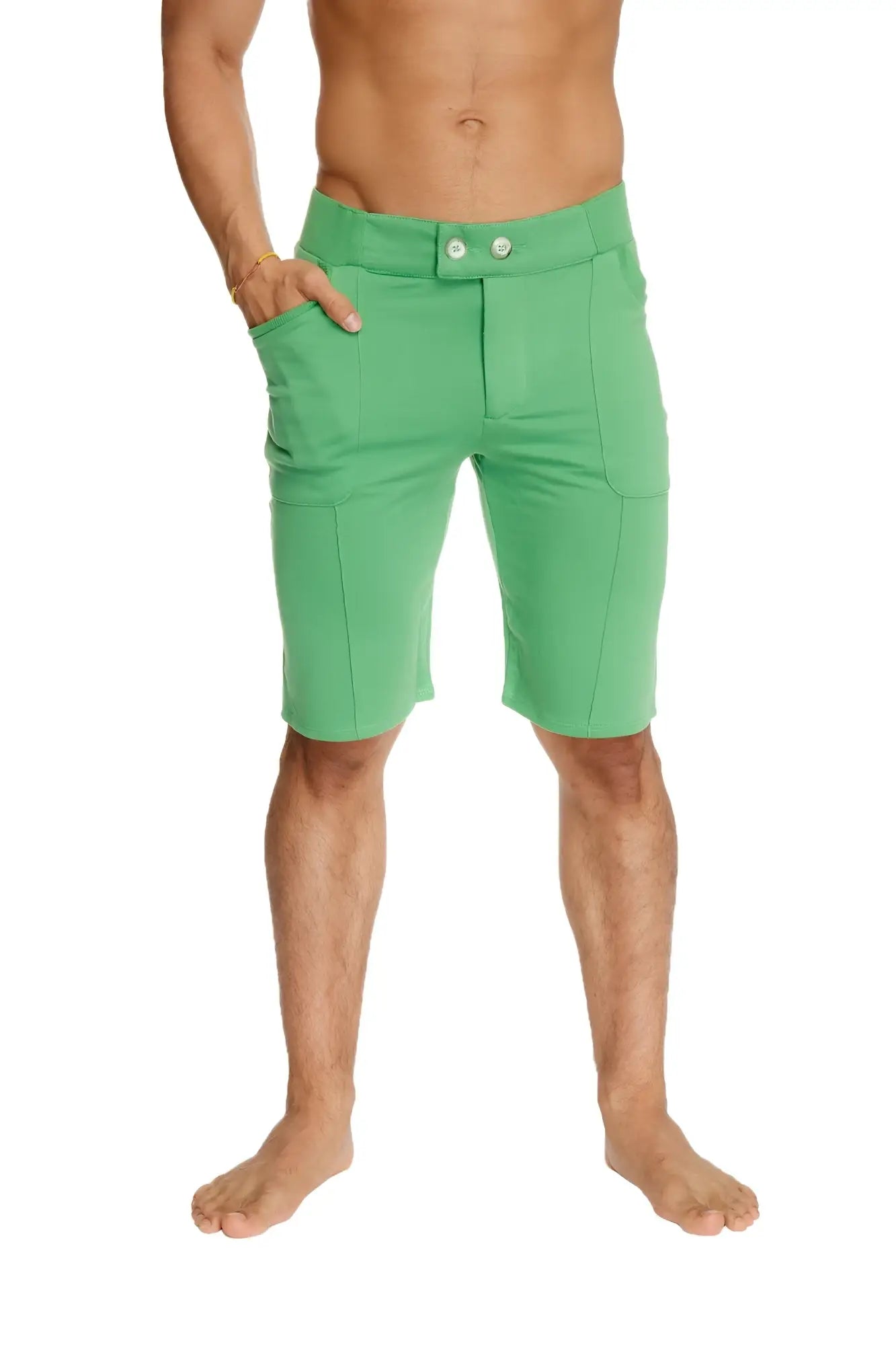 Urban tactical at home dress shorts bamboo green tailored fit with two front buttons and side pockets made from bamboo fiber