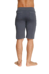 Dark gray urban tactical at home dress shorts with soft texture, relaxed fit, and two rear pockets shown from the back