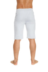 White cotton urban tactical at home dress shorts heather grey relaxed fit with two back pockets shown from the back