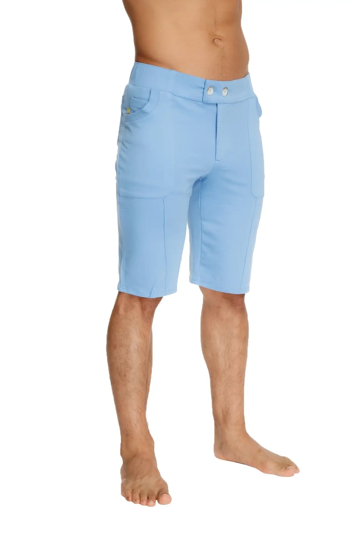 Urban tactical at home dress shorts in ice blue feature a buttoned waistband and multiple pockets for utility