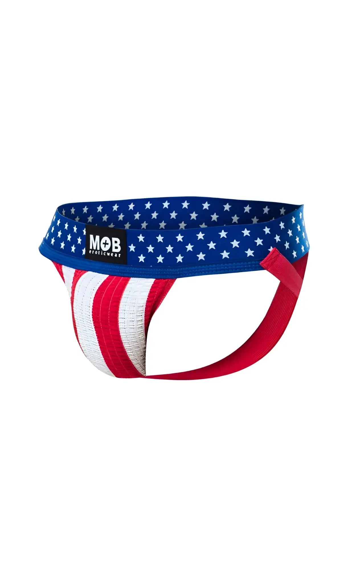 Usa flag mens jockstrap featuring red white and blue athletic briefs with a star-spangled waistband