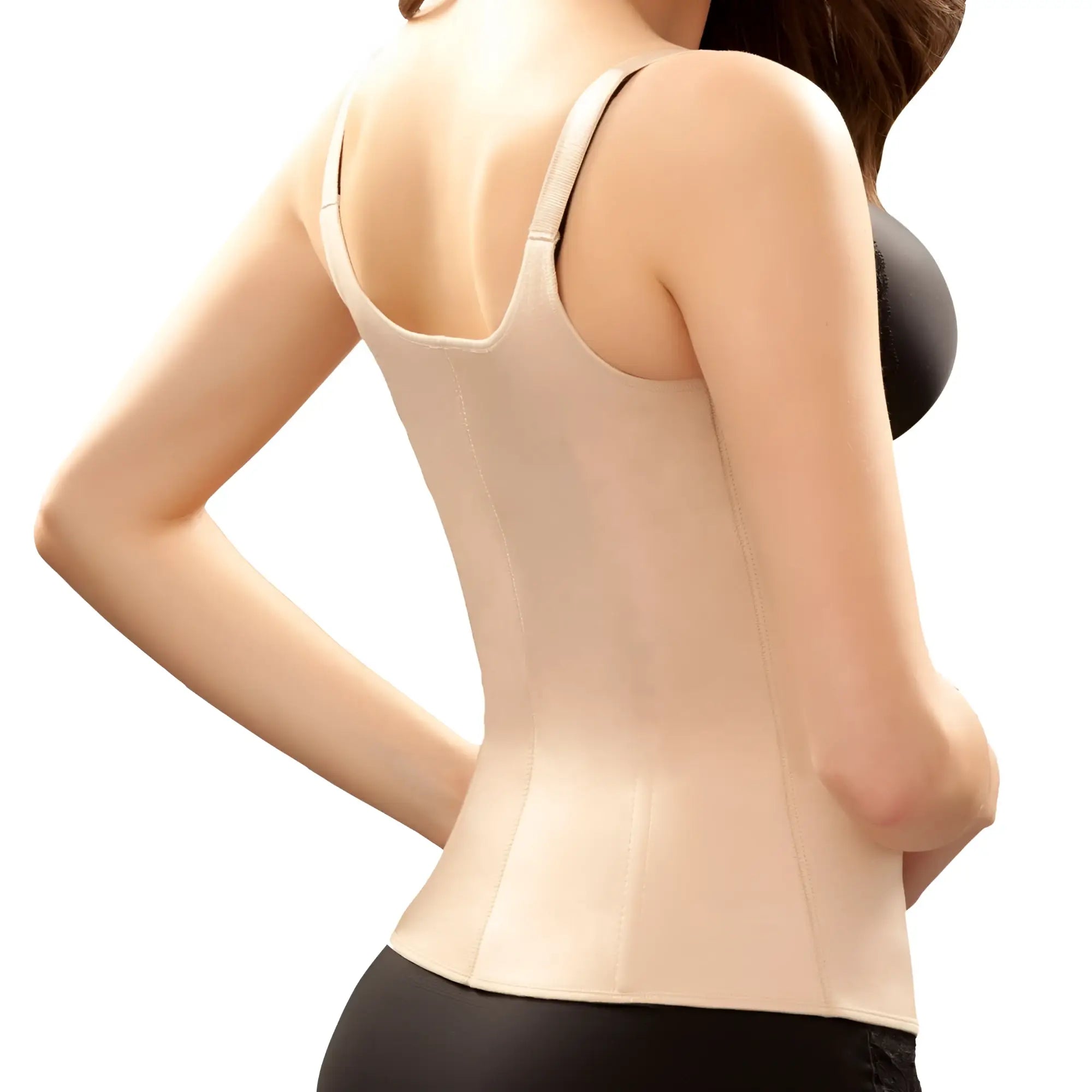 Beige vedette 100 renee under bust waist cincher with adjustable straps and contoured seamless design in nude plus color