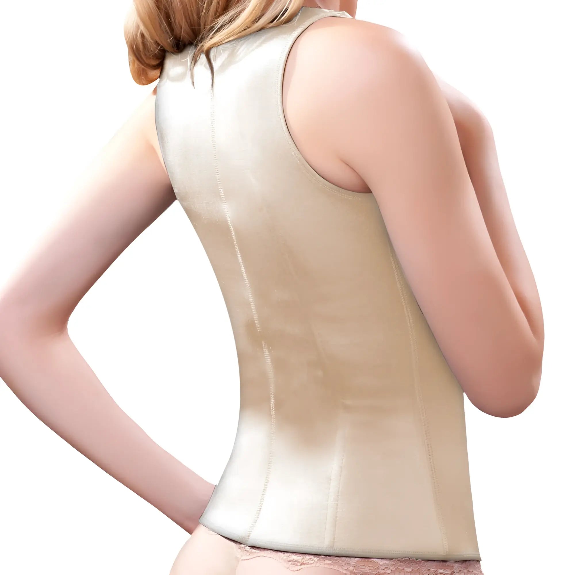 Beige satin-backed nude vedette 100a rebecca under bust waist cincher with vertical seam detailing