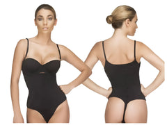 Black seamless vedette 111 evonne underbust bodysuit with thong design thin straps and form-fitting silhouette