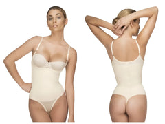 Beige vedette 111 evonne underbust bodysuit in thong nude color with thin straps and seamless form-fitting design