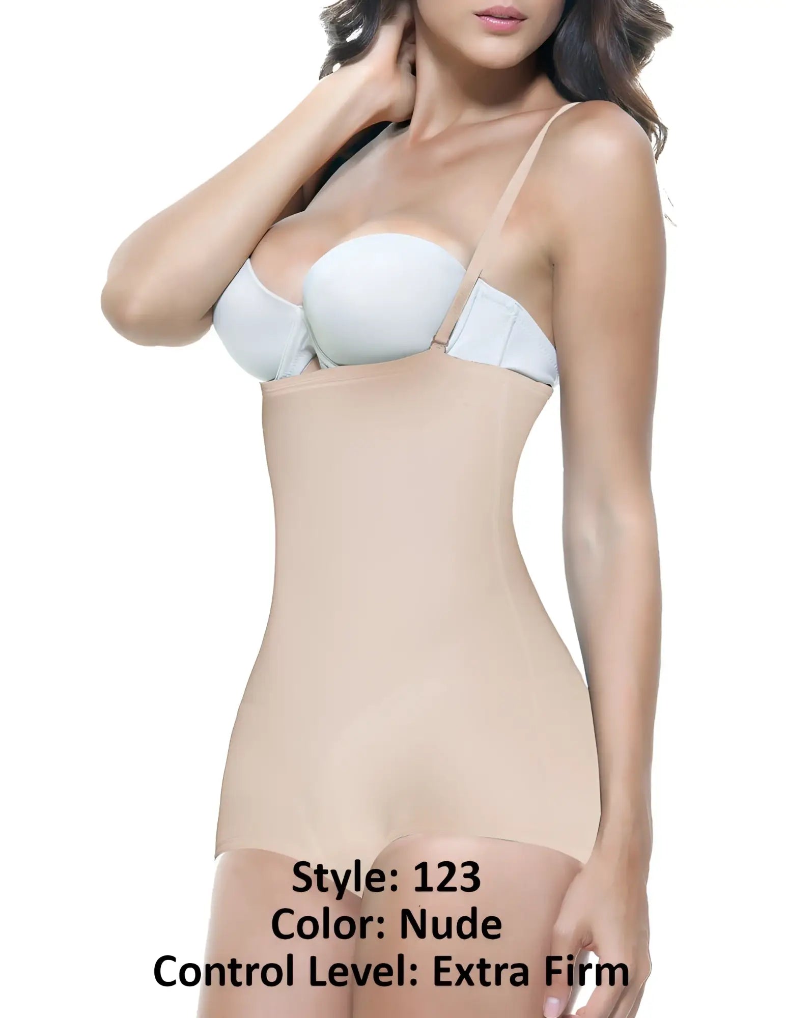 Nude vedette 123 lillian strapless body shaper with extra-firm support thin straps and seamless design