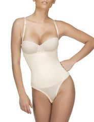 Beige vedette 211 nadine strapless bodysuit thong color nude with thin adjustable straps and smooth seamless design