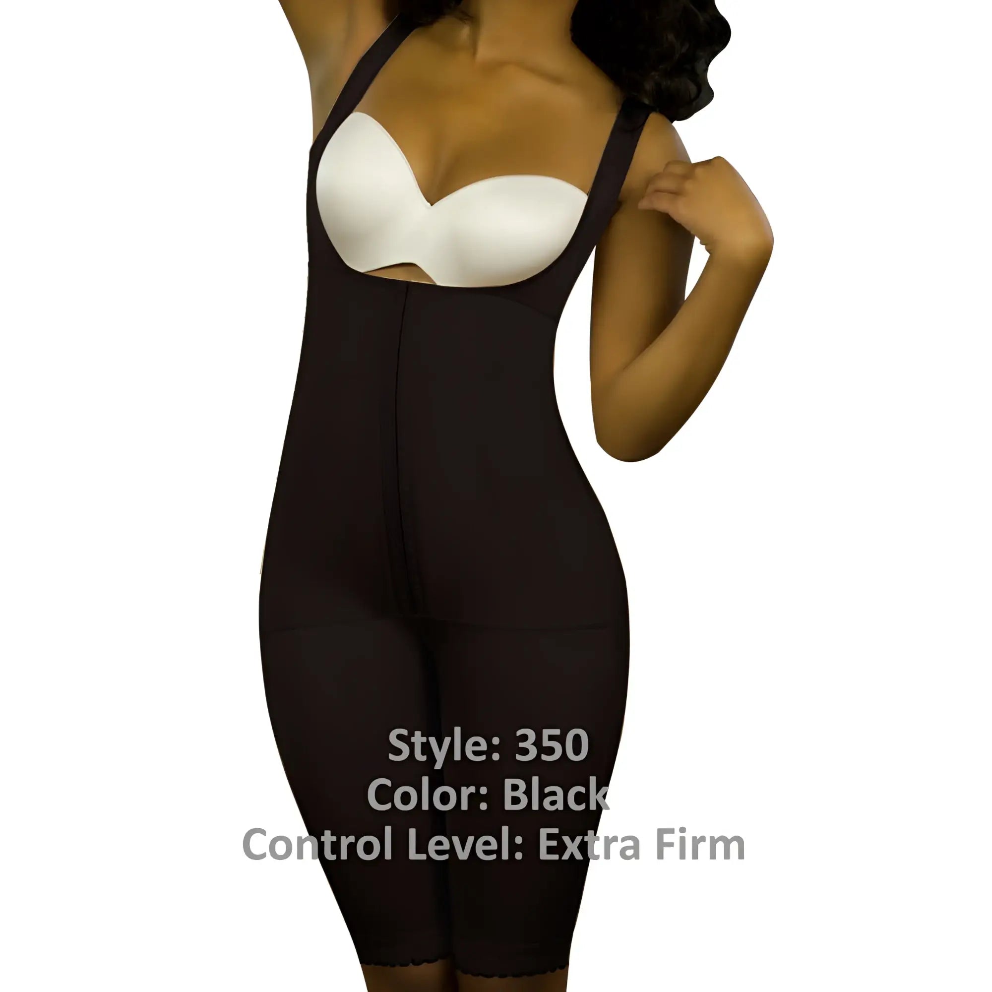 Black vedette 350 marcelle high back full body shaper with white underwire bra insert for firm control