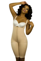 Vedette 350 Marcelle high back full body shaper in nude with white bra insert lace trim at hem