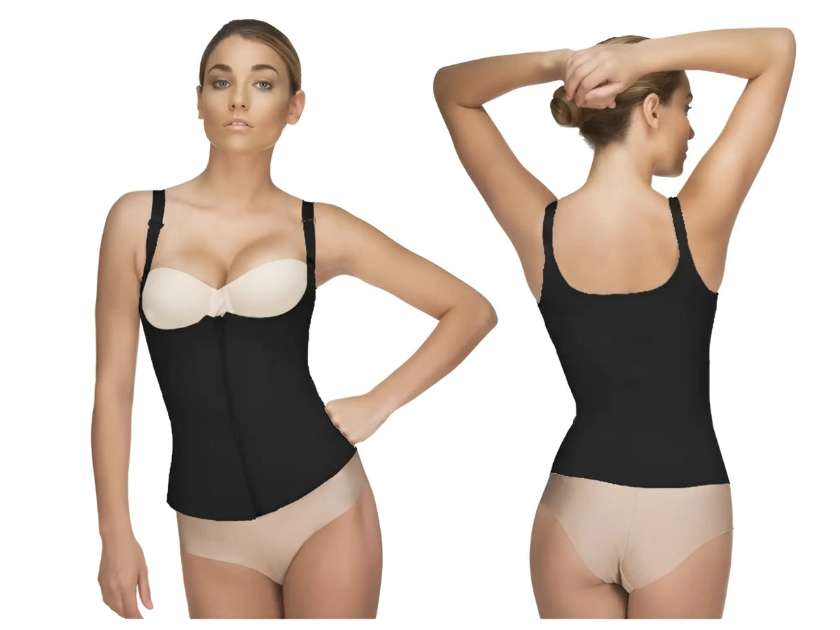 Black Vedette 400 Felice underbust corset with underwire, adjustable straps, and front zipper closure