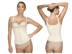 Beige vedette 400 felice underbust waist cincher with underwire adjustable straps and front zipper in nude color