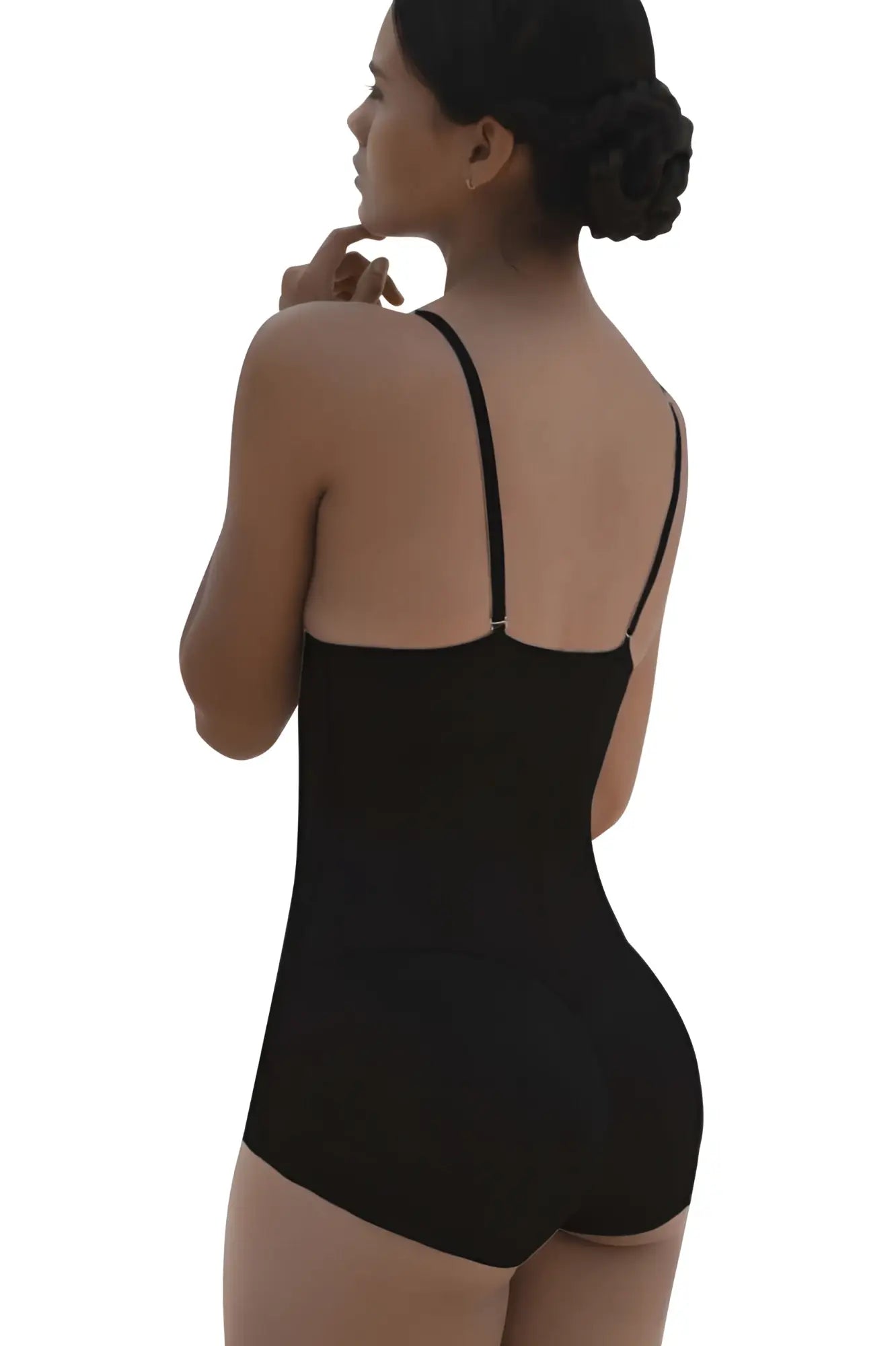 Black vedette 5099 strapless body shaper butt lifter one-piece bodycon swimsuit with thin spaghetti straps and smooth design