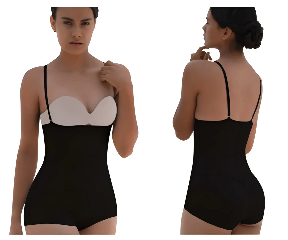 Black and white seamless bodycon bodysuit with thin straps vedette 5099 strapless body shaper butt lifter black