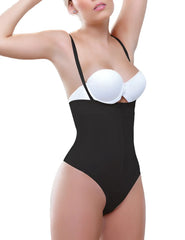 Black and white vedette 905 anastasia strapless waist nipper with thin straps and smooth form-fitting design