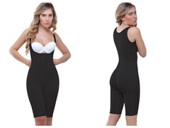 Vedette 938 full body control suit black form-fitting shaper with high back and white bra insert
