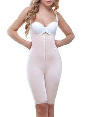 Beige nude vedette 938 full body control suit with front zipper and thin shoulder straps for shaping and smoothing