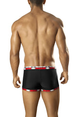 Vuthy Plaid Contrast Waistband & Leg Trim Square Cut Trunk Swimwear Black/Red 303 Size XL