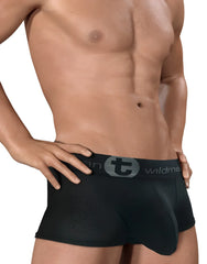 Black wildmant big boy mesh pouch boxer brief with breathable textured fabric and branded elastic waistband