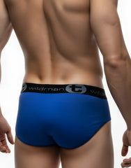 WildmanT big boy pouch brief dark blue men’s briefs with black elastic waistband featuring wildnan logo