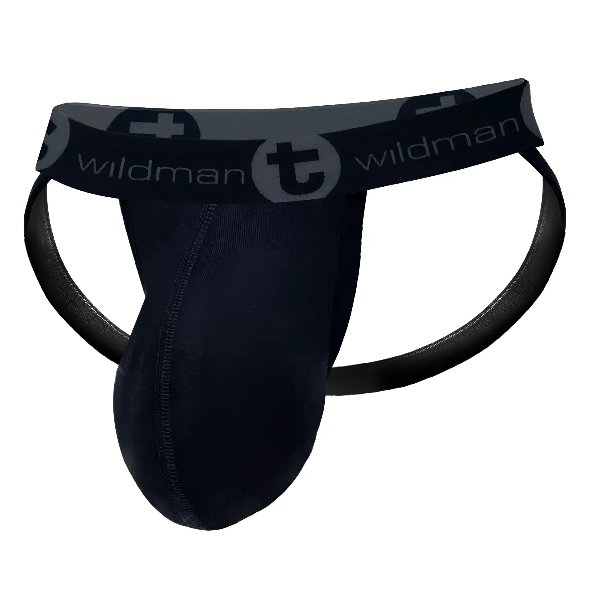 Wildmant big boy pouch jockstrap black with contoured design and elastic waistband featuring t logo