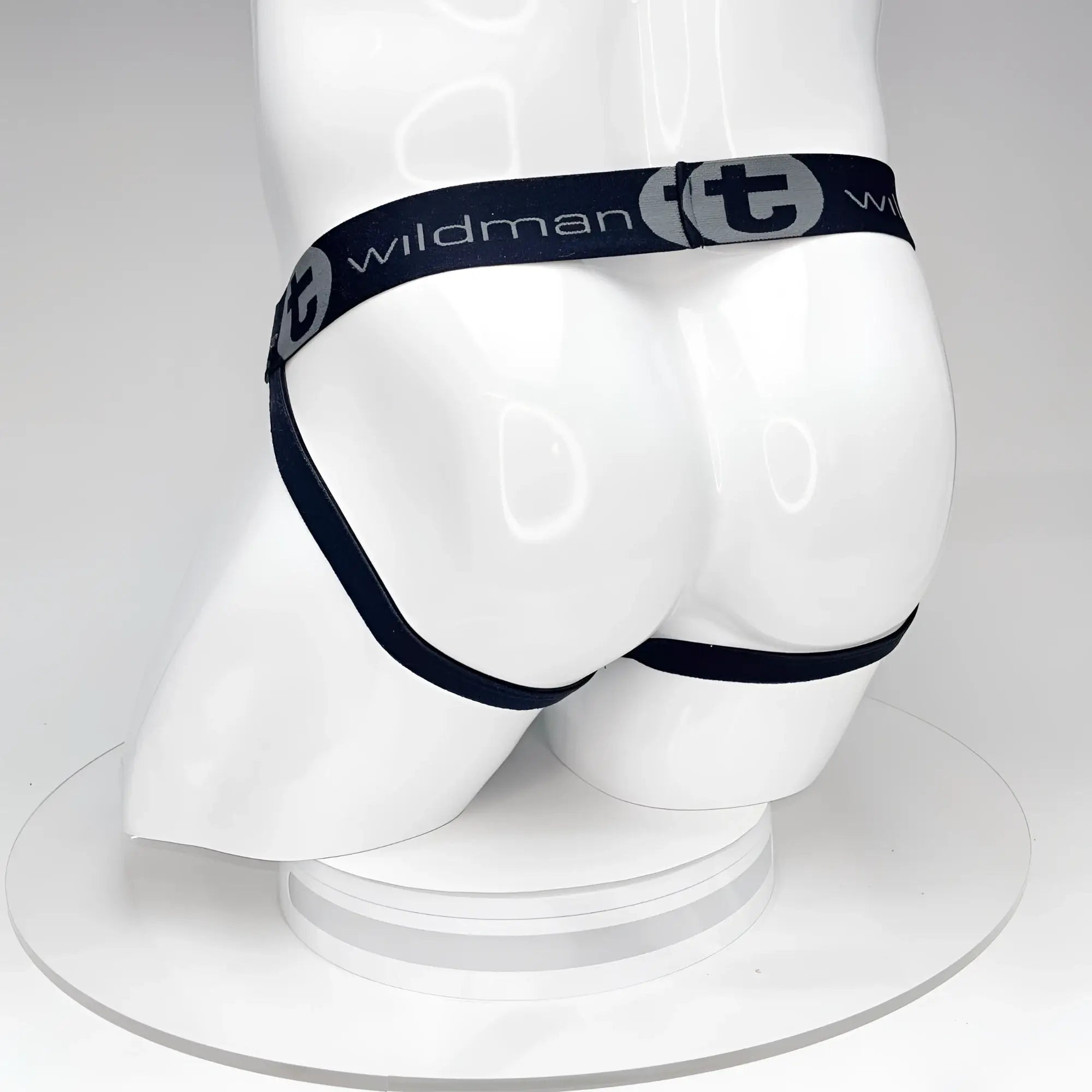 Wildmant big boy pouch jockstrap black with sleek contoured fit briefs and elastic waistband front view