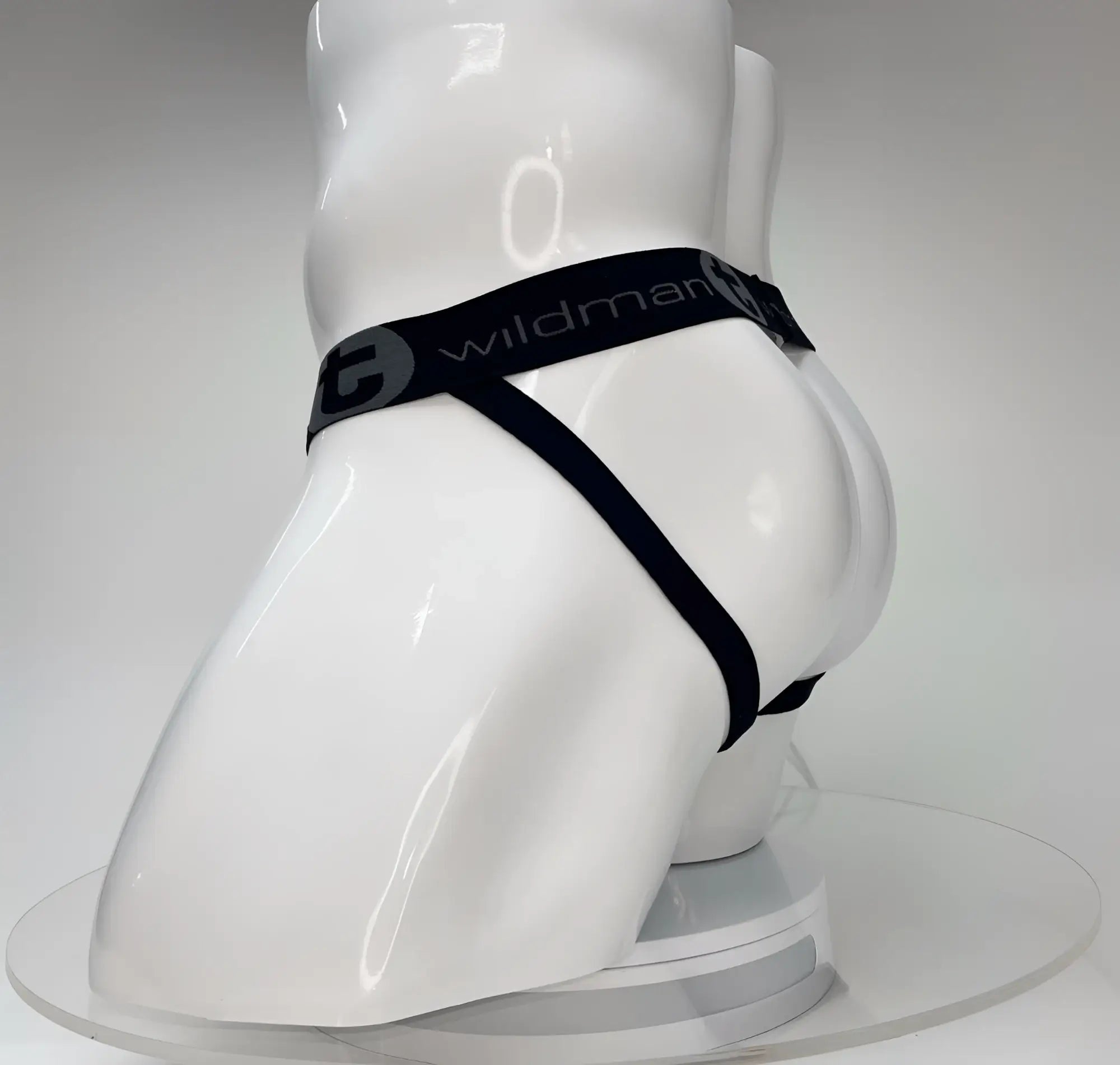 Black wildman brand briefs with sleek minimalist design and elastic waistband shown from the back side