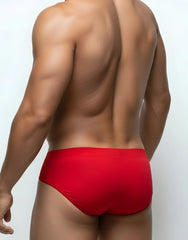 Wildmant big boy pouch red mesh briefs showing red breathable mesh fabric and snug fit design