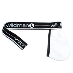 Wildman t big boy pouch strapless jock briefs in white with black elastic waistband and trim for active wear