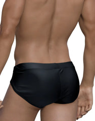 WildmanT big boy pouch swim brief in black satin with a sleek form-fitting design for comfortable swimming