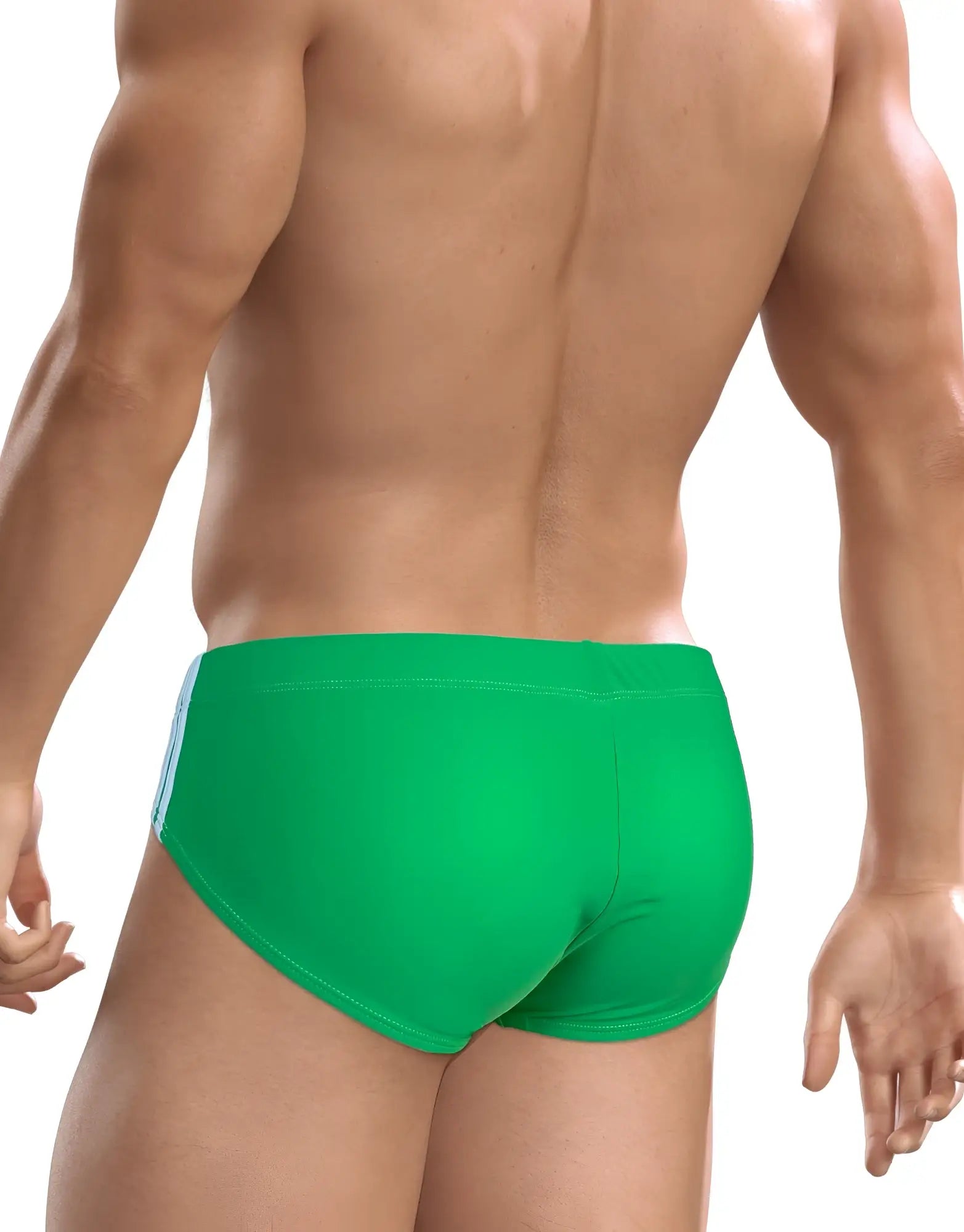 WildmanT big boy pouch swim brief in bright green with smooth form-fitting fabric and subtle side stripes