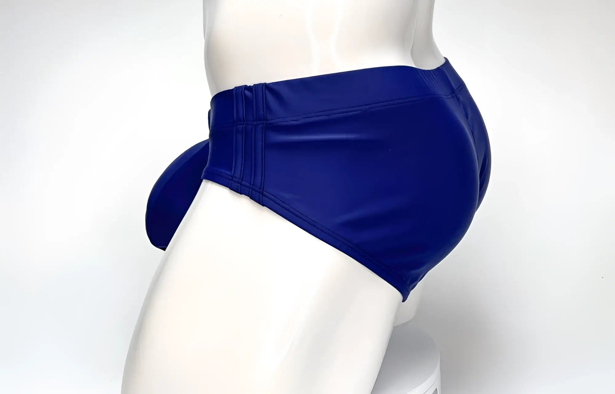 WildmanT big boy pouch swim brief navy in royal blue glossy faux leather with a snug fit and side pouch