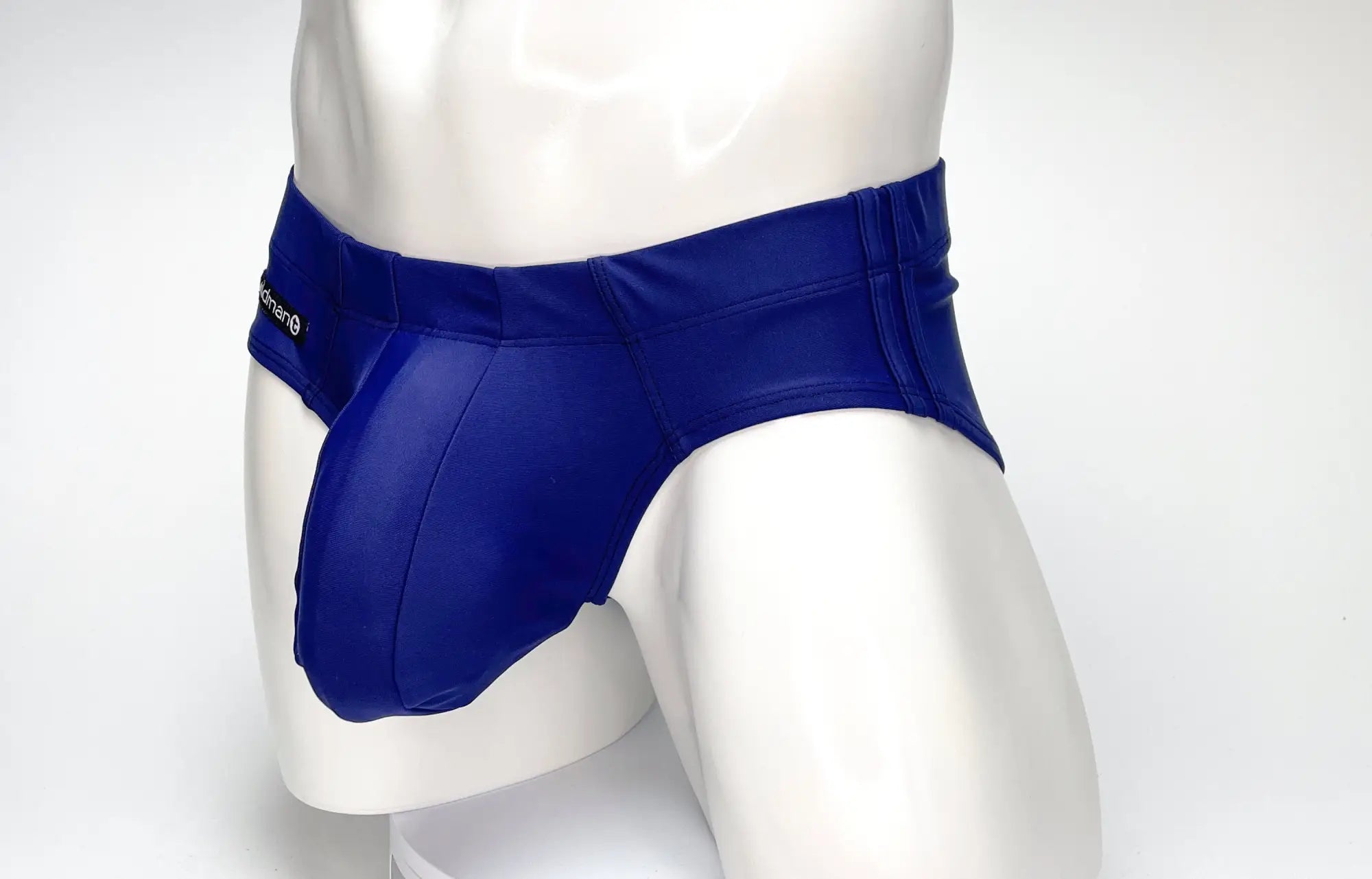 WildmanT big boy pouch swim brief navy royal blue glossy finish with contoured design and elastic waistband