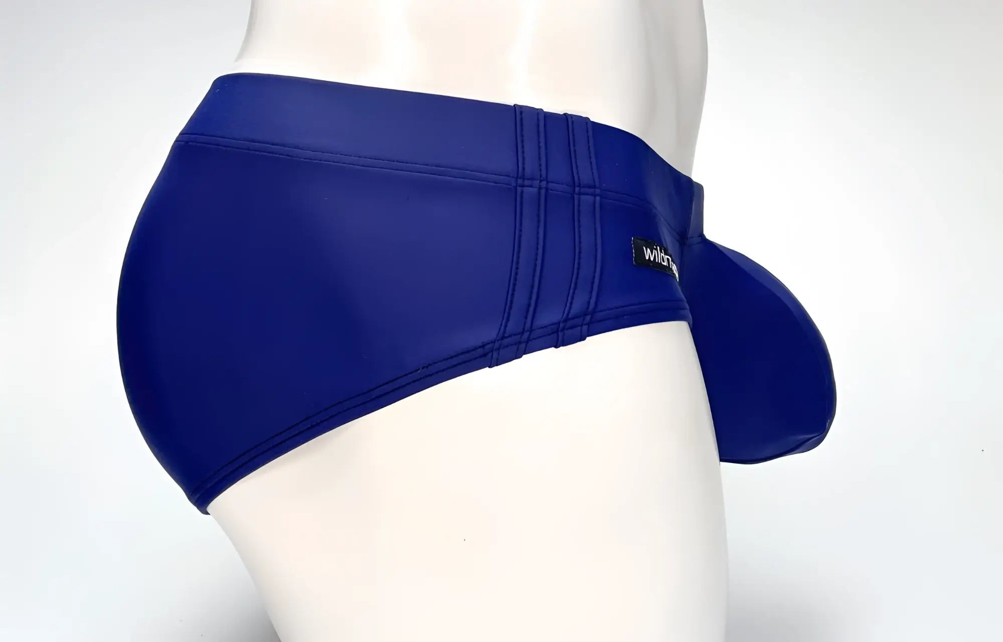 Royal blue wildmant big boy pouch swim brief with sleek form-fitting design and stitched waistband detail