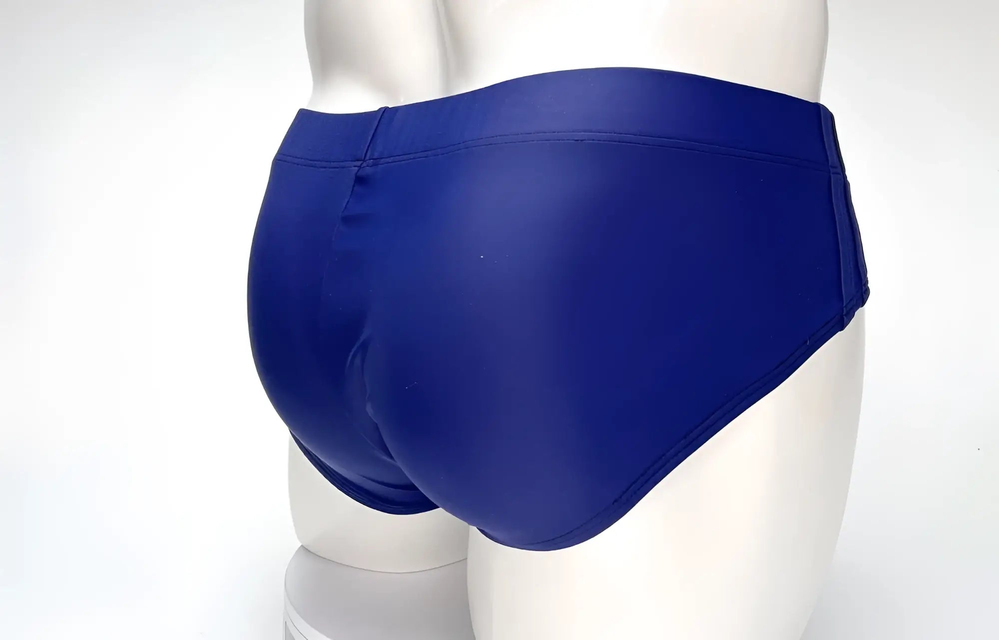 Wildmant big boy pouch swim brief in navy with royal blue smooth glossy fabric finish for swimming use