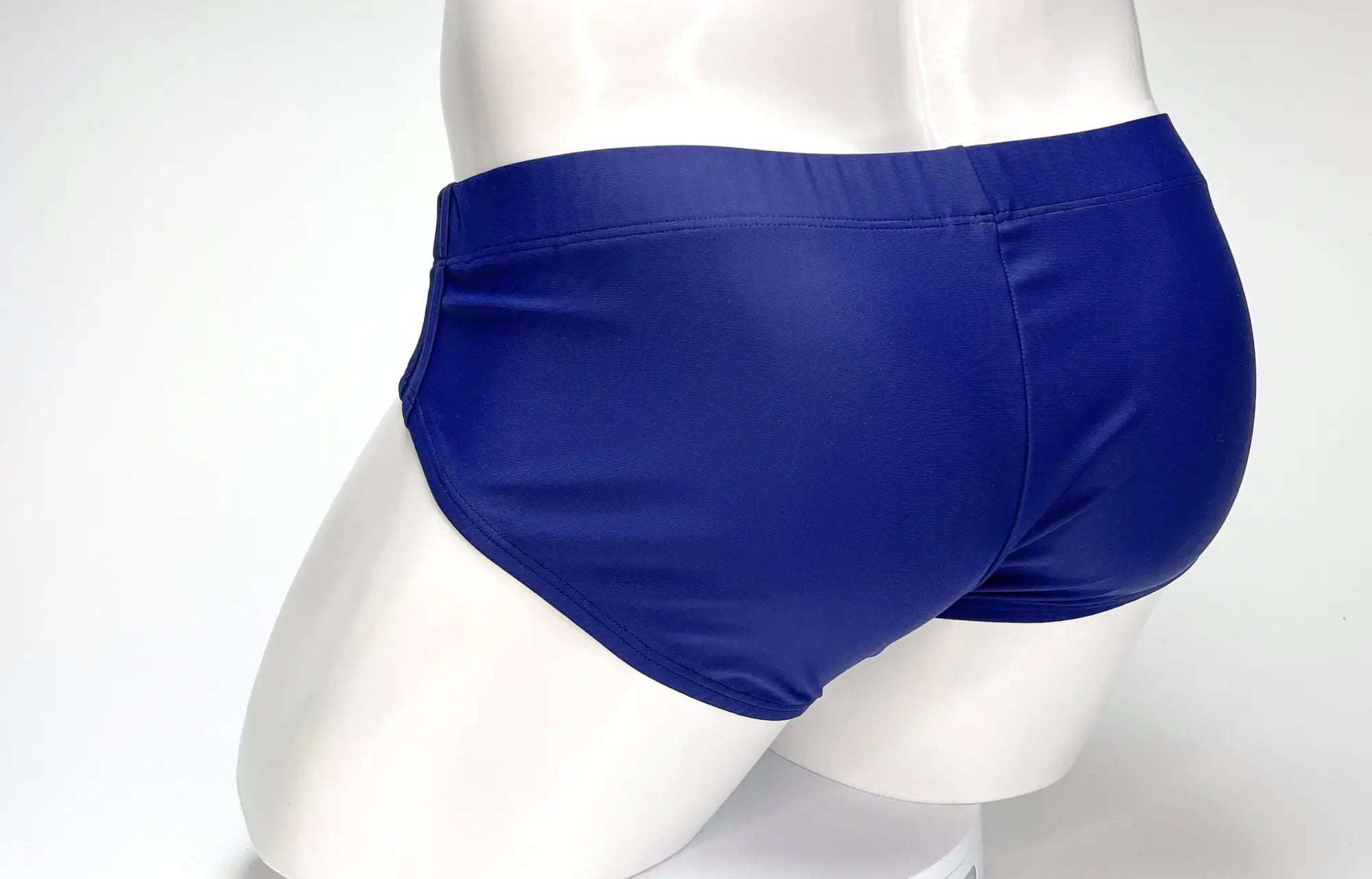 Wildmant big boy pouch swim brief navy with royal blue smooth glossy fabric finish for swimming and beachwear