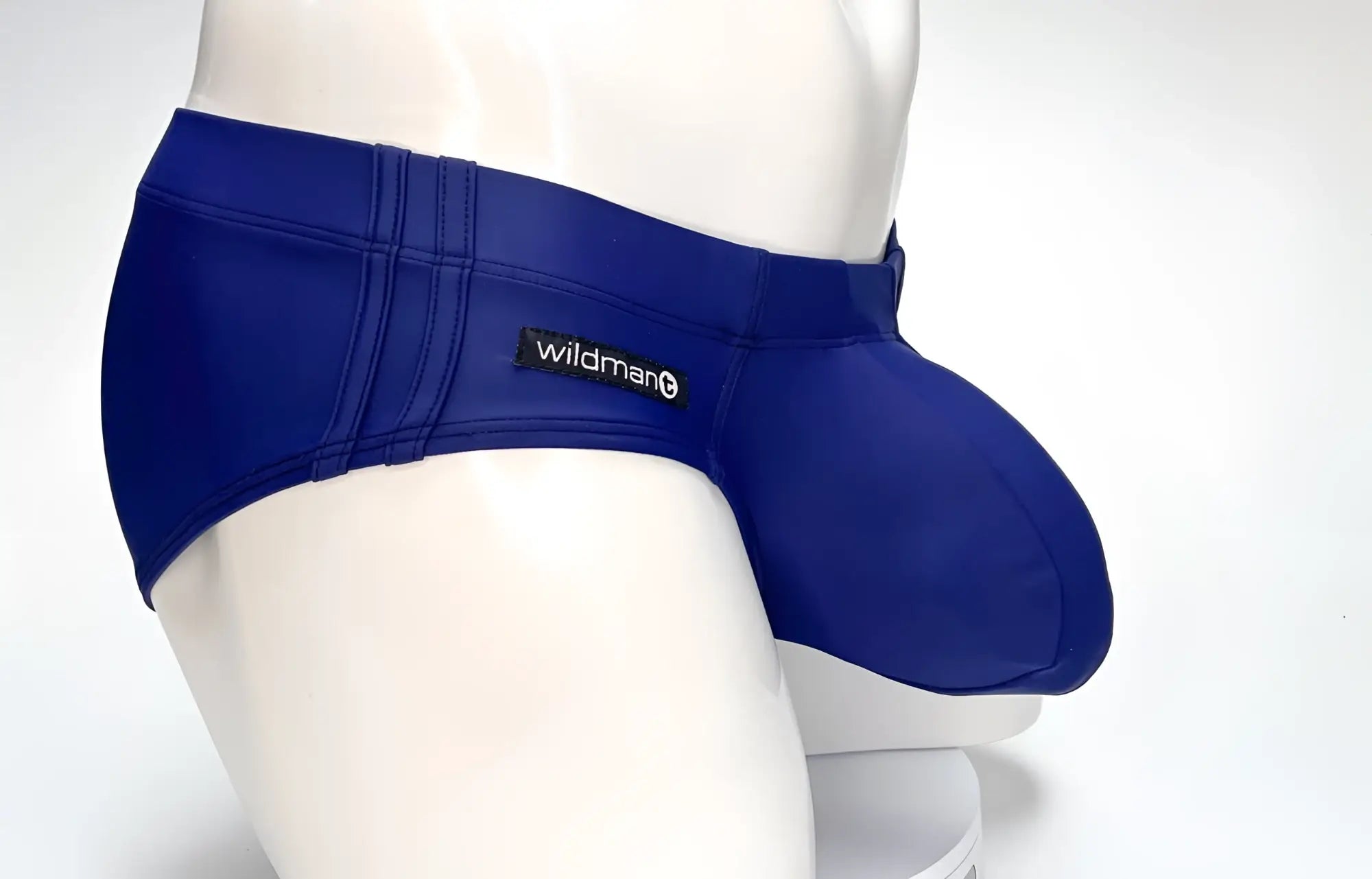 WildmanT big boy pouch swim brief navy in royal blue with sleek form-fitting design and subtle stitching details